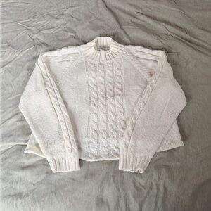 Vintage Cozy White Cable Knit Sweater